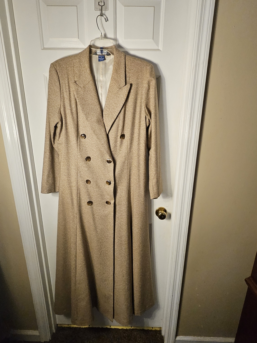 Austin Reed Double-Breasted Long Camel Blazer Coat